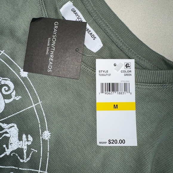 GRAYSON THREADS BLACK Juniors' Lettuce-Edge Cropped Top in Green - Picture 3 of 4